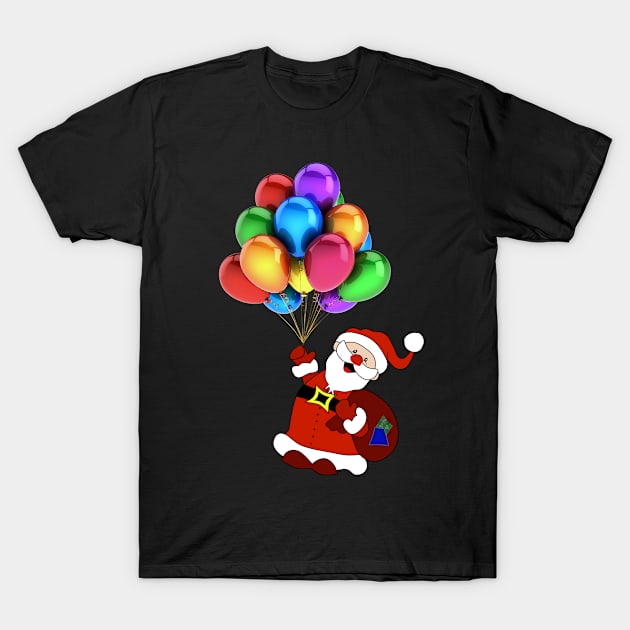 Santa floating in the sky T-Shirt by cmartwork